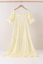 Cream smocked mom tiered dress