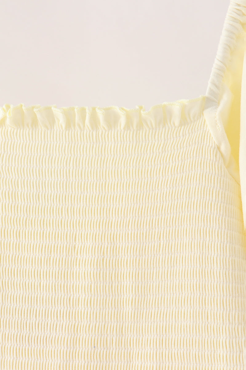 Cream smocked mom tiered dress