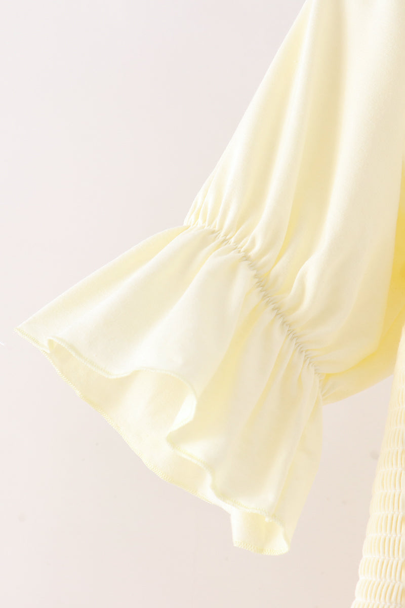 Cream smocked mom tiered dress