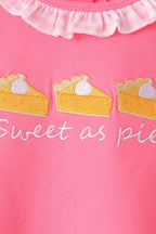 Pink sweet as pie embroidery ruffle pants set