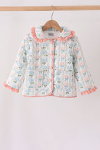 Blue hydrangea ruffle jacket
