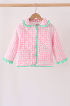 Pink hydrangea gingham ruffle jacket