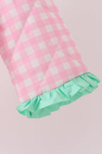 Pink hydrangea gingham ruffle jacket