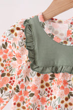 Green floral ruffle bloomer set