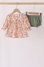 Green floral ruffle bloomer set