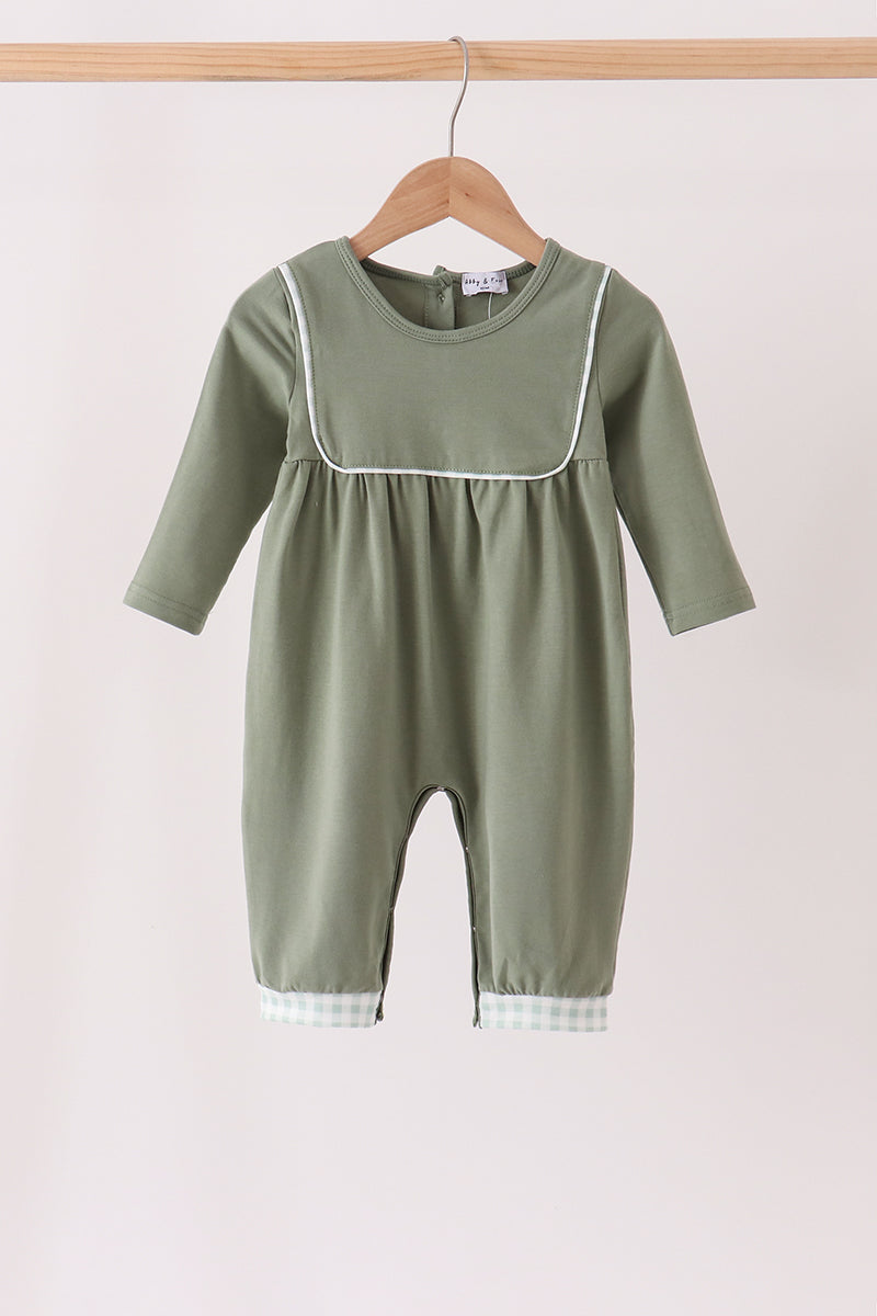 Green Solid Romper
