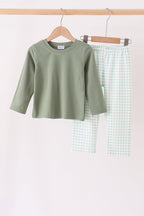 Green Gingham Pants Set