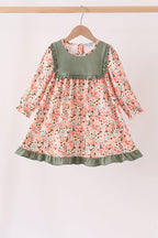 Green Floral Ruffle Dress