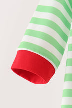 Green grinch embroidery stripe romper