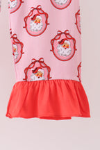 Pink santa claus bamboo pants set