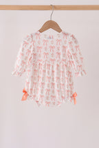 Pink bow embroidery ruffle bubble