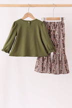 Forest camouflage turkey applique ruffle pants set