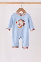 Blue turkey applique romper