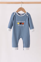 Teal turkey french knot romper