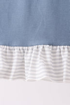 Teal turkey french knot ruffle dress
