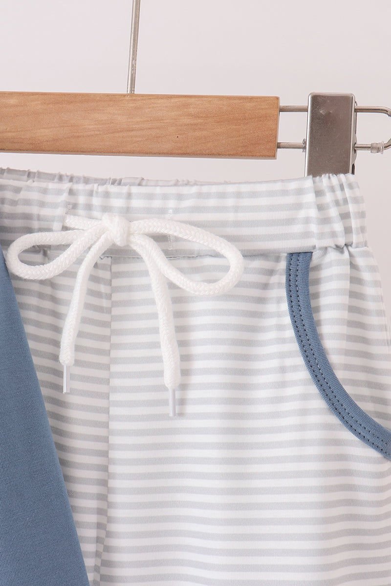 Teal turkey french knot pants set