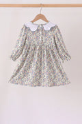 Blue turkey embroidery dress