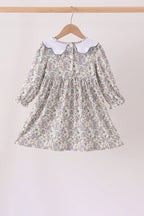 Blue turkey embroidery dress