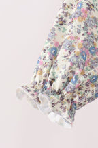 Blue floral smocked jumpsuit