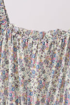 Blue floral smocked mom dress