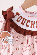 Brown touchdown football embroidery bubble
