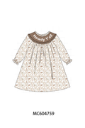 Brown Howdy Y'ALL embroidery ruffle dress