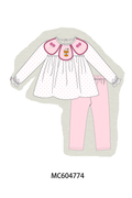 Pink french knot dot pants set