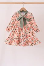 Green floral bow ruffle mom&me dress