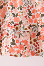 Green floral bow ruffle mom&me dress