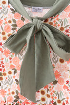 Green floral bow ruffle mom&me dress