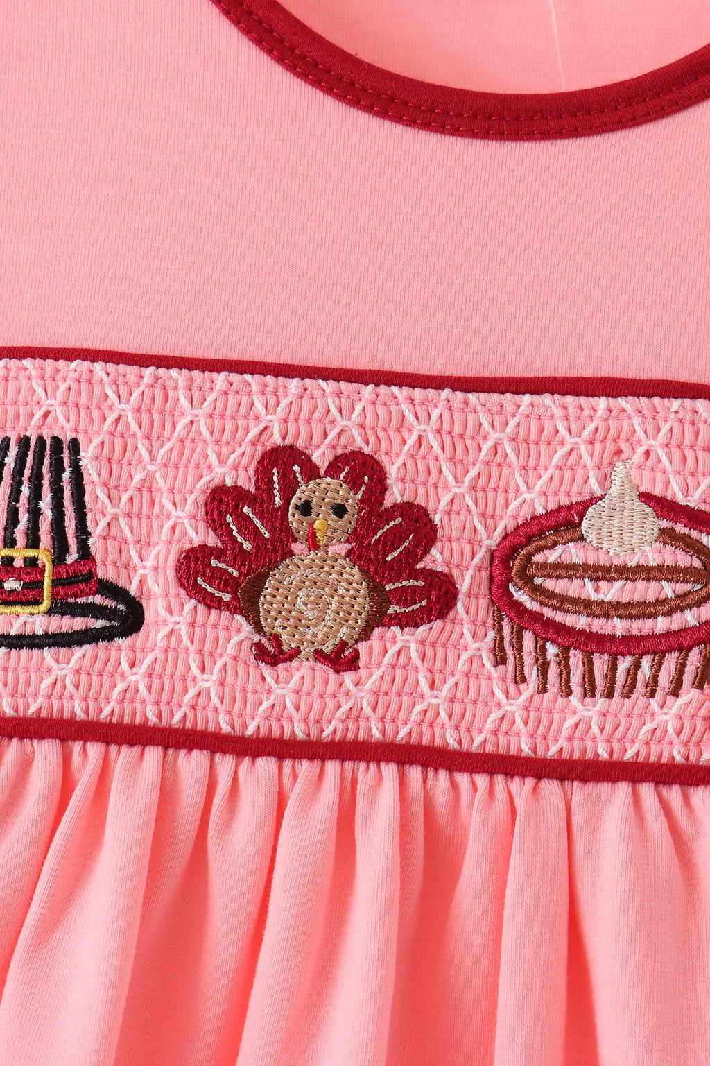 Pink turkey embroidery dress