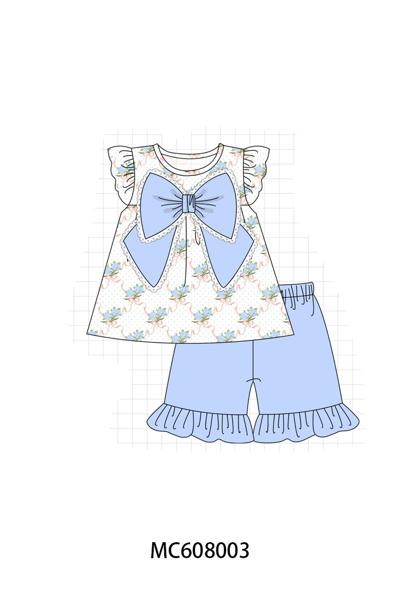 PO101 Blue hydrangea bow ruffle collection