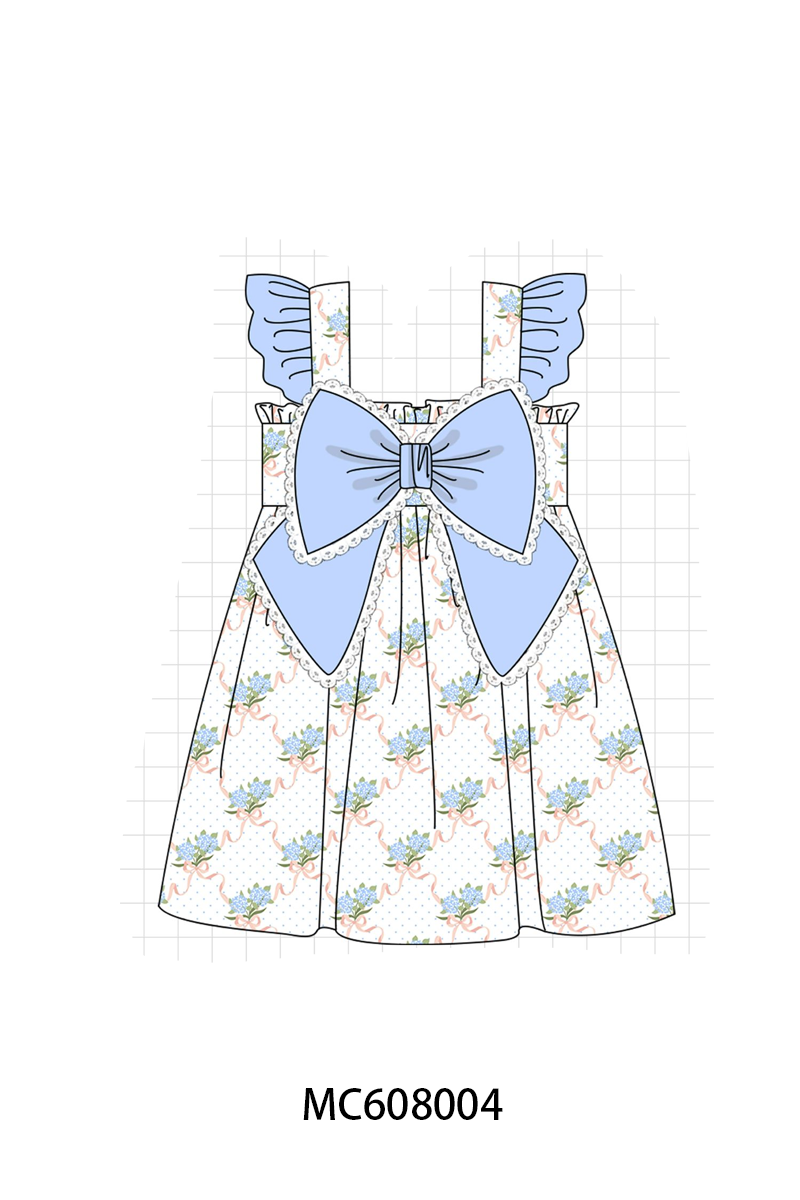 PO101 Blue hydrangea bow ruffle collection