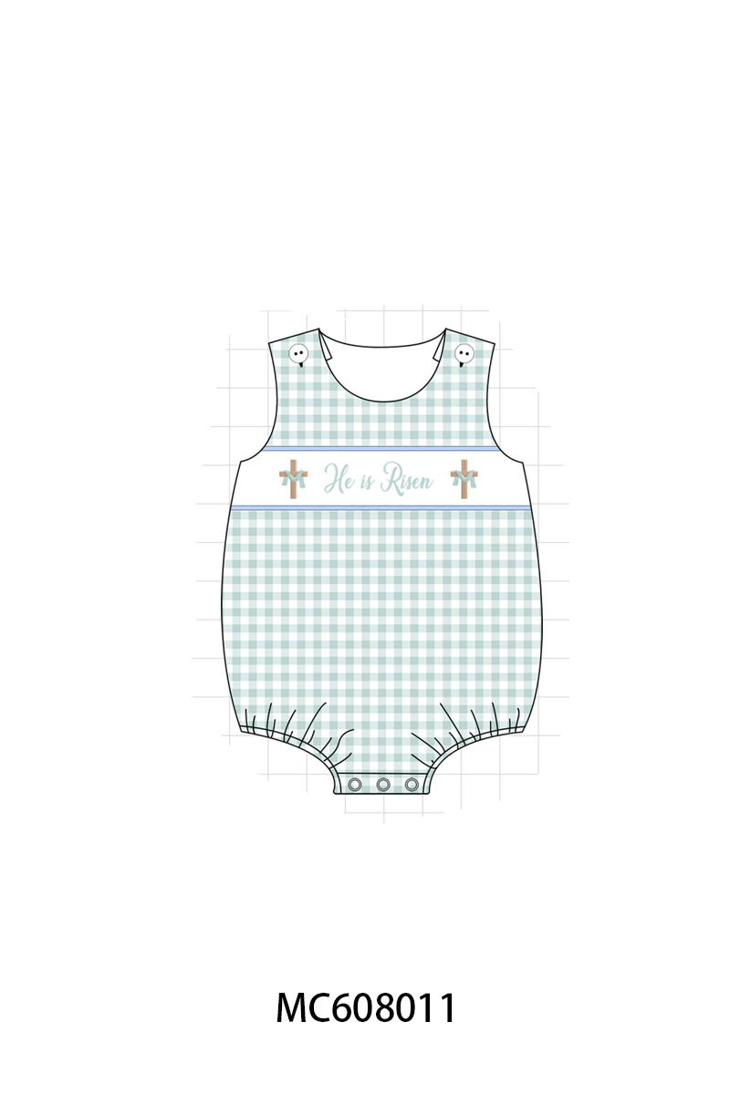 PO101 Pink&blue he is risen smocked jacquard collection