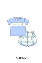 PO101 Pink&blue cross monogram smocked jacquard collection
