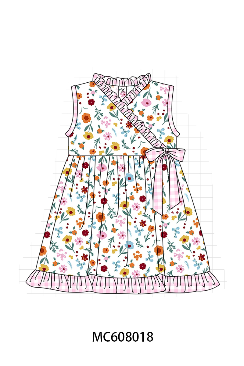PO101 Pink floral print ruffle gingham collection