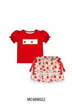 PO101 Red strawberry embroidery ruffle collection