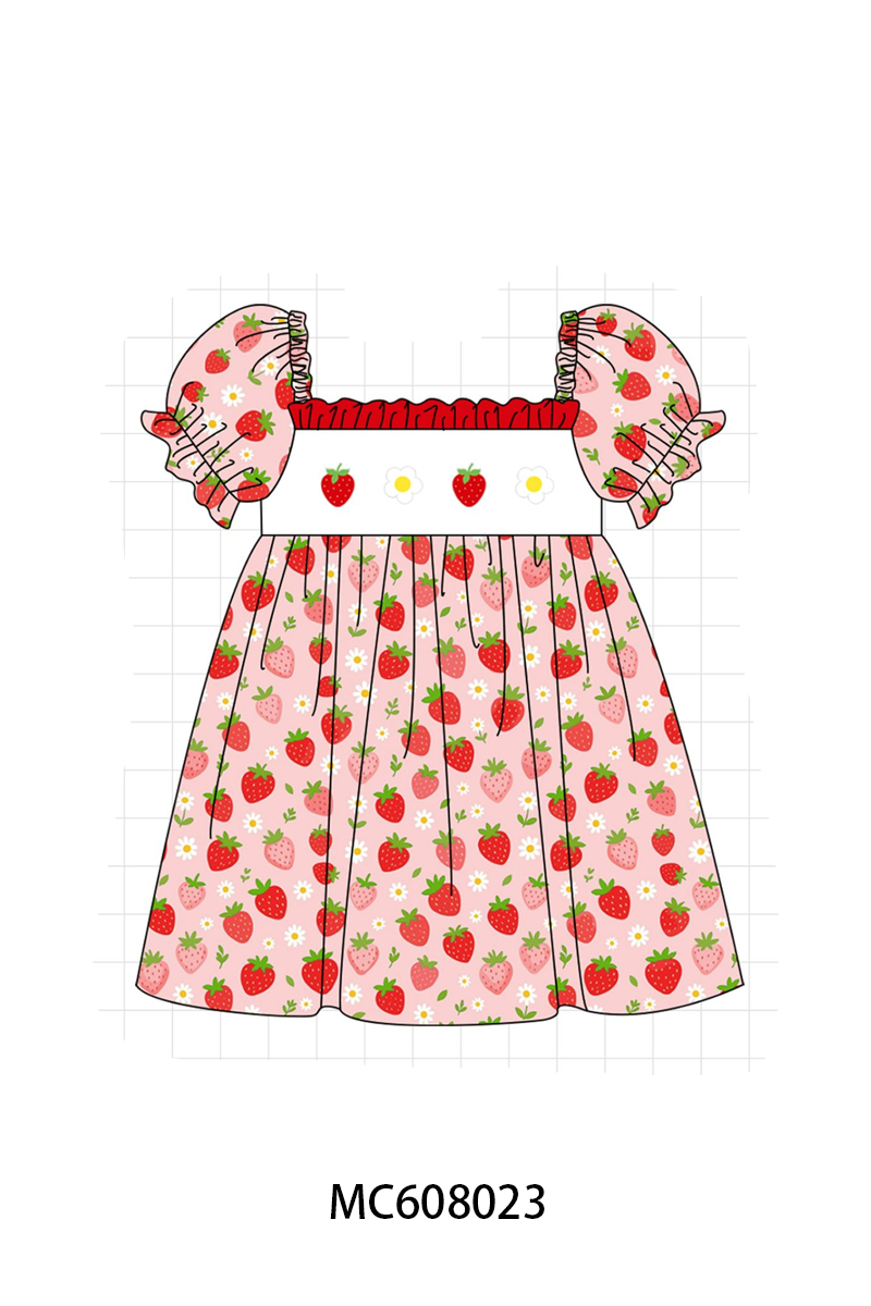 PO101 Red strawberry embroidery ruffle collection