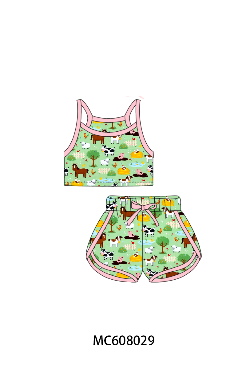 PO101 Floral farm duck print girl active set collection