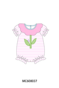 PO101 Pink stripe floral butterfly applique collection