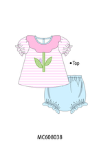 PO101 Pink stripe floral butterfly applique collection