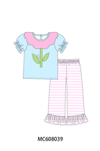 PO101 Pink stripe floral butterfly applique collection