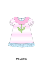 PO101 Pink stripe floral butterfly applique collection