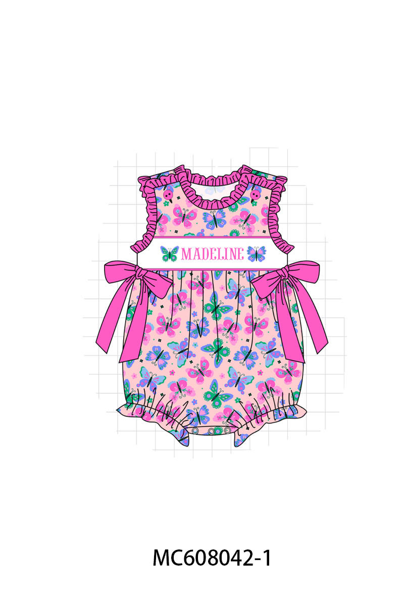 PO101 Magenta monogram embroidery ruffle collection