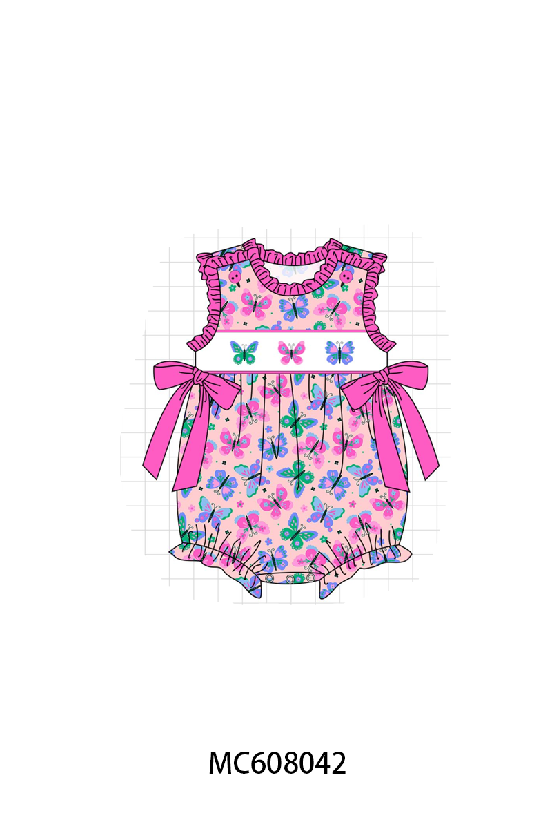 PO101 Magenta butterfly embroidery ruffle collection