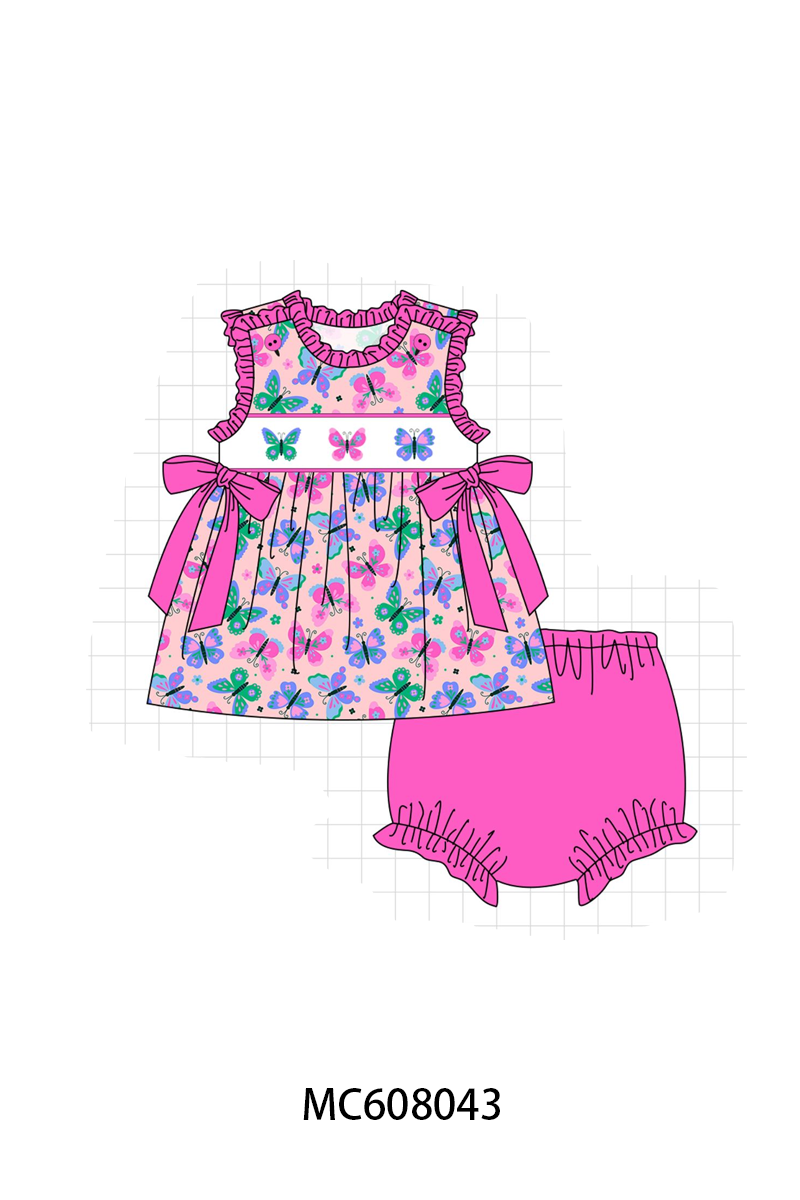 PO101 Magenta butterfly embroidery ruffle collection