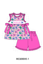 PO101 Magenta monogram embroidery ruffle collection