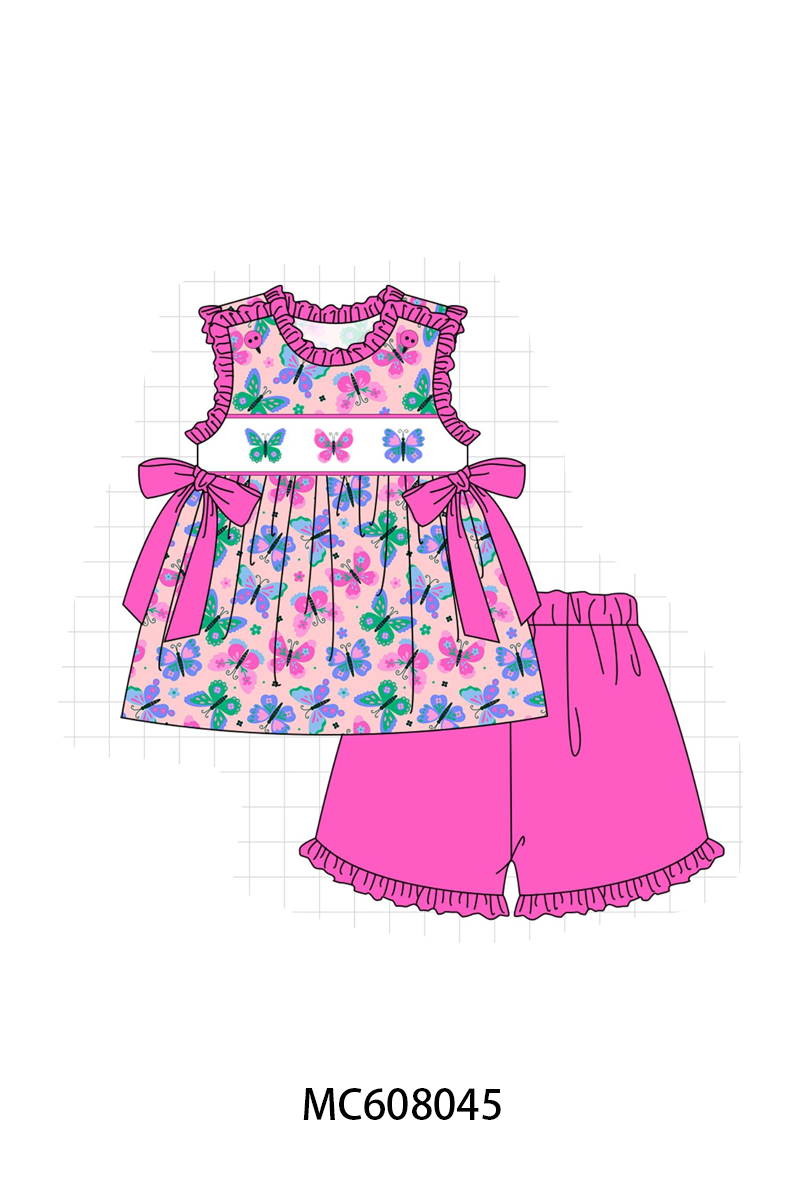 PO101 Magenta butterfly embroidery ruffle collection