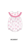 PO101 Pink bow embroidery ruffle collection