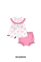 PO101 Pink bow embroidery ruffle collection